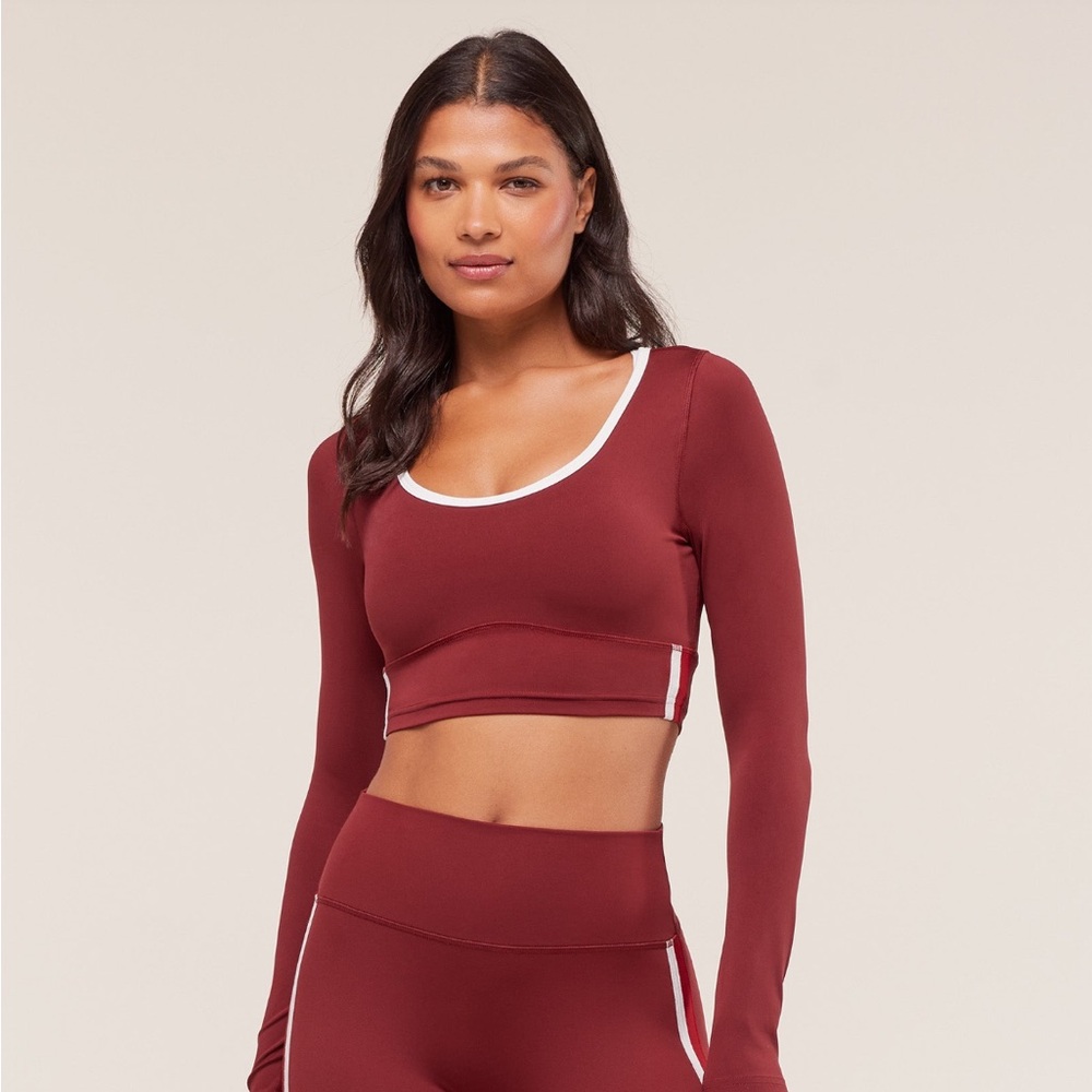 Gymshark Piping Long Sleeve Crop Top - “Red”